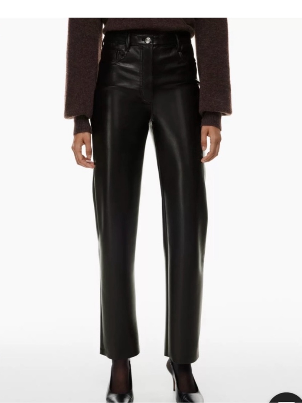 Aritzia Black Faux-Leather High-Rise Jeans